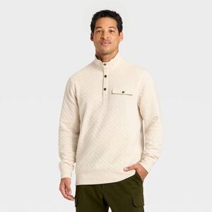 Goodfellow & Co - Men's Comfort Wear Quilted 1/4 Snap Pullover - Goo Oatmeal